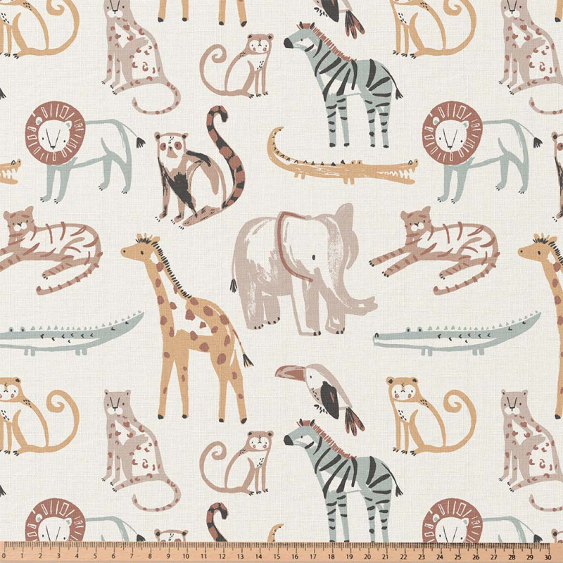 Printed Cotton KASSEM Ecru / Linen